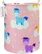 QUEENLALA Large Storage Basket, Collapsible Round Laundry Hamper for Boys and Girls Clothing (Pink Unicorn)