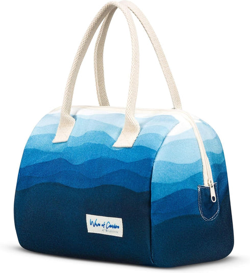 Waves of Change Insulated Recycled Plastic Small Lunch Satchel, 6 Can Capacity, Waves Design