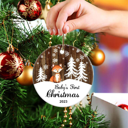 JUPPE Baby Show Gift - Baby's First Christmas Ornament 2024, Cute Baby Fox Ornament Decoration Gifts for Newborn Babies