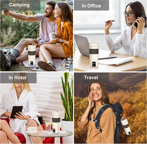 Tengfy 350ML 4 Settings, 304 Portable Electric Kettle, Mini Hot Water Boiler Heater, Travel Kettle with Temperature
