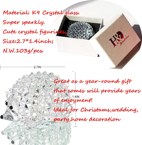 H&D HYALINE & DORA Cut Clear Crystal Hedgehog Animal Figurine - Glass Ornament Collection