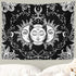 Ftuency Black and White Sun and Moon Tapestry, Mystic Burning Sun Wall Hanging Decor for Bedroom (59" W x 51" L)