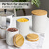 Set 3 Sets Counter, Set MIAMIO of Canister for Kitchen Ceramic Kitchen Canister with Airtight Seal Wooden Lid - Perfect