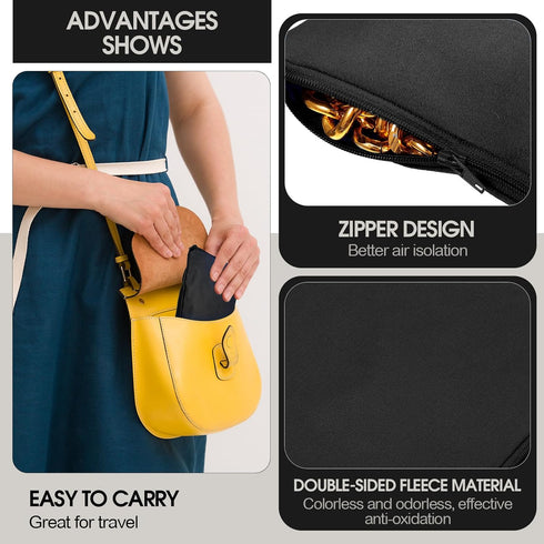 Sanwuta 8 Pcs Anti Tarnish Silver Storage Bags, Jewelry Protector Pouches (Black, 5.9 x 5.9 Inch)