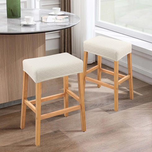 2 Pack Counter YISUN Stool Covers Rectangle - Stretch Waterproof Saddle Seat Cover Bar Stools Bar Chairs Covers Kitchen