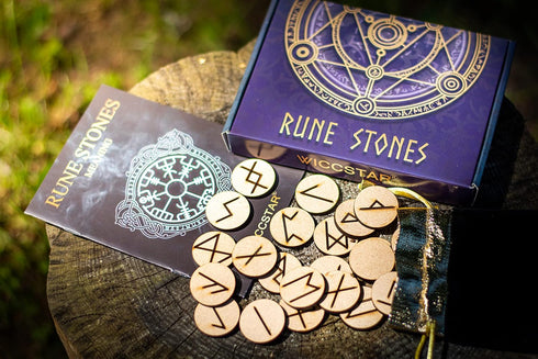 Rune Stones Set with Manual for Beginners and 5 Layouts, Viking Nordic Runes