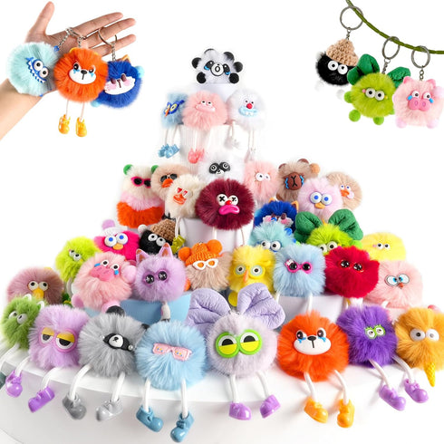 Kids Keychains, 36 Pcs Cute Plush Toy Keychains for Boys Girls Birthday