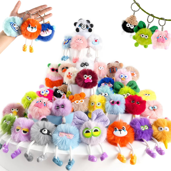Kids Keychains, 36 Pcs Cute Plush Toy Keychains for Boys Girls Birthday
