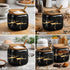 Marble Ceramics Sugar Bowl Ceramic Seasoning Box Ceramic Spice Jars Porcelain Condiment Pots with Lid and Spoon (Black)