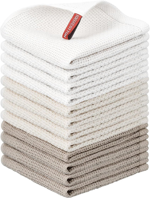 Nialnant 12 Pack Dish Cloths,100% Cotton Dish Towels for Washing Dishes,Soft and