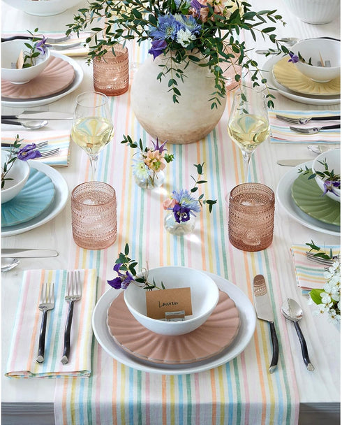 36 Inches 100% 14 36 Inch Summer Solino Home Linen Table Runner - Julia Pure Linen Multicolor Muted Pastel Stripe Table