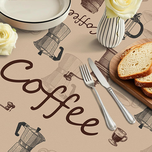 Verdiqor 54x72 Inch Brown Coffee Theme Rectangle Tablecloths, Waterproof Washable Table Cover for Party, Kitchen