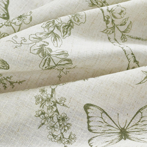 84 Inch 2 Lazzzy Charlotte Green Floral Curtains Length Linen Farmhouse Curtain Back Tab Drapes for Living Room Bedroom