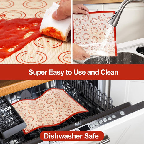 Silicone Baking Mat Set of 6, Easy Clean & Non-Stick Food Grade Reusable Baking Mat, Silicon Baking Mats Oven Liner Sheet, Round & Square Cake Mat, Pastry Board Rolling Dough Mats for Macaron Cookie by Angadona