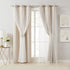 90% 84 inch Grommet 37" Wx84 Lx2 Bujasso Beige Blackout Curtains with Sheer Overlay Mix and Match Double Layer Thermal