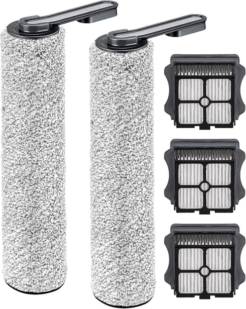 MIBUMIKI (5 Pieces) Replacement Brush Rollers and HEPA Filters Compatible with Tineco Floor