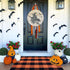 Cotton Orange and Black Plaid Rug - 27.5''x43'' Hand-Woven Washable Decorative Mat for Fall Outdoor Entryway