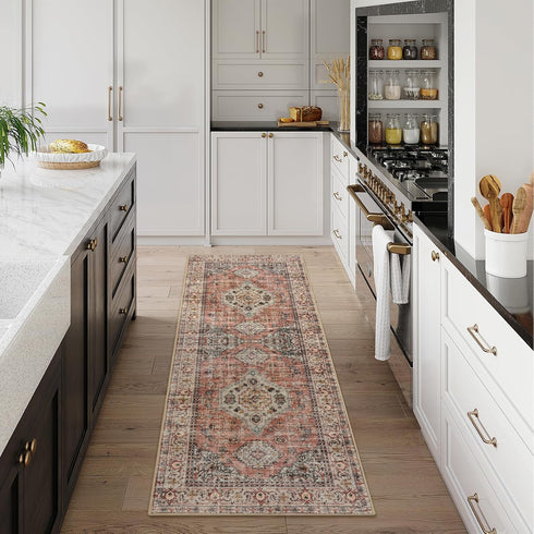 Lahome 2x5 Oriental Hallway Runner Rug, Washable Non Slip Kitchen Rug with Rubber Backing for Hallways