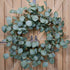 idyllic Eucalyptus Leaves Wreath, 22 Inches Round Green Metal Polyester Fabric Paper for Front Door Decor