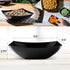 Posh Setting Square Plastic Serving Bowls, Large Heavy Duty Disposable Bowls for Salad, Snack, Buffet, 4 Pack (Black)