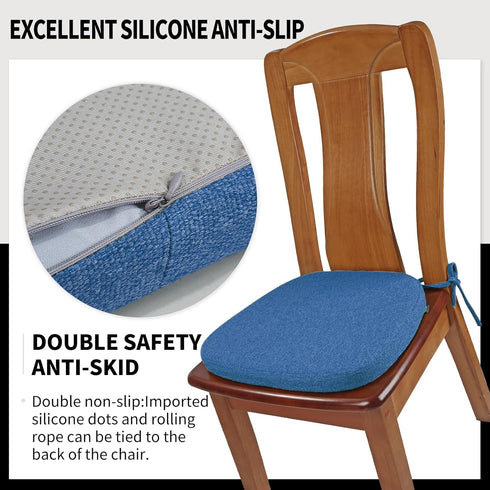 1 Pack 16" (1 SINOSSO Memory Foam Chair Cushions for Dining Chair, Friendly Woven Fabric U-Shape Comfortable Kitchen
