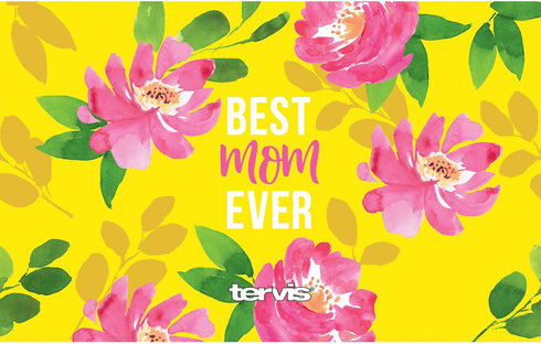 Tervis Best Mom Ever Yellow Floral Insulated Tumbler Travel Cup, Keeps Drinks Cold & Hot, 20oz Legacy