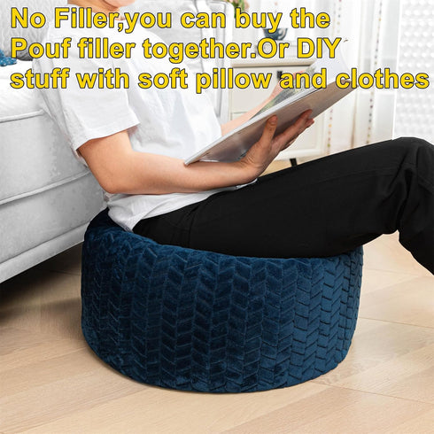 Asuprui Pouf Ottoman Unstuffed Ottoman Foot Rest Floor Pouf Round Pouf Seat Floor Bean Bag Chair Foldable Floor Chair