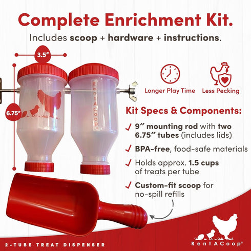 RentACoop Chicken Treat Dispenser Multi-Treat Enrichment Toy and Boredom Buster for Chickens, Easy Top-Fill