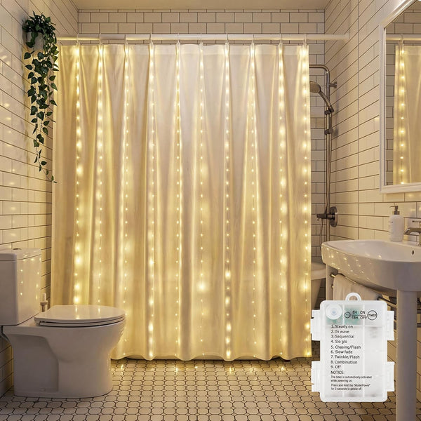 Brightown 180 LED Shower Curtain Lights, 70 Inch Warm White Fairy Lights