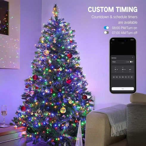 98ft 300 Dimmable BrizLabs Color Changing Smart Christmas Lights, LED Warm White & Multicolor Christmas Lighting