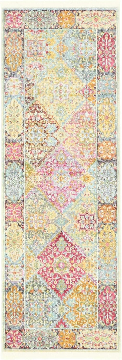 Unique Loom Baracoa Collection Area Rug - Marta, 2' 2" x 6' 1" Runner, Multi/Burgundy