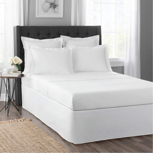 Home Classic Tailored Bed Skirt Dust Ruffle, Cotton Blend Design, 14" Drop Length, Twin XL, White by TODAY'S HOME