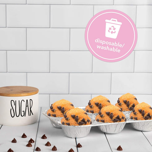 PLASTICPRO Aluminum Foil Muffin Pans, Reusable and Disposable, Holds 6 Cupcakes/Muffins, Pack of 10