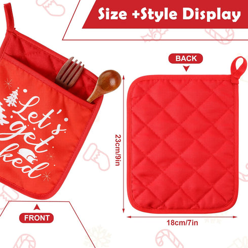 WILLBOND 12 Pieces Christmas Pot Holders, Funny Heat Resistant Oven Mitts for Baking Cooking (Christmas)