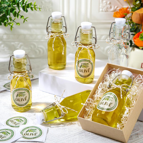 20 Pack (4 oz,Clear) Queekay Mini Swing Top Glass Bottles for Vanilla Extract Homemade Olive Oil Bottles with Lids