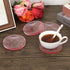 JUXYES 8 Pack Clear Pink Crystal Coasters Round Cup Mat, Glass Coasters for Drinks Coffee Tea Wine, Decorative Wine