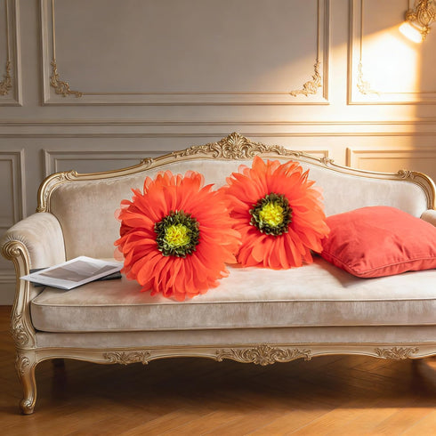 ELSKERJW 3D 12Inch Flower Throw Pillow Decorative Daisy Accent Pillows Handmade Cute Round Velvet Floral Cushion