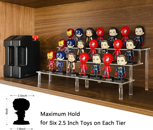 AZEAM 15 3/4 Inch Acrylic Riser Display Shelf - 3 Tier Display Riser for Figures, Cupcake, Perfume, Makeup Collection