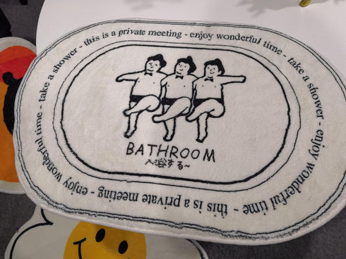 Funny Bath Mats Cute Cartoon Bath Rugs, Soft Non Slip Bathroom Door Mat, Durable Living Room Kitchen Rug