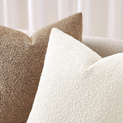 Pack 2 Cozy 20 20 Inch ANRODUO of Textured Boucle Throw Pillow Covers Soft White Decorative Accent Solid Pillow Cases