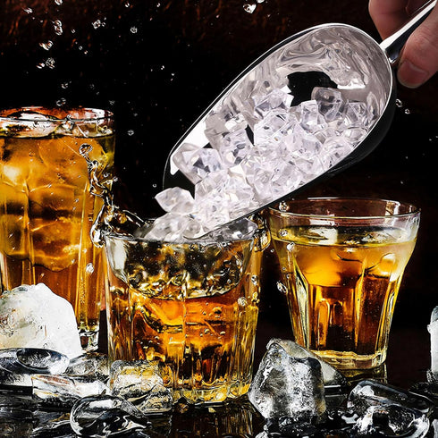 TeamFar 12oz Ice Scoop, Stainless Steel Food Scoop for Bar Kitchen Party, Multifunction & Easy Storage, Non-Toxic &