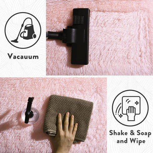 Pink Area Rugs 4x6 for Bedroom Girls, Soft Fluffy Shag Carpet for Living Room, Non-Slip Indoor Floor Rug