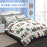 Set 5 Sets Pamnest Comforter Twin Size, Cute Cartoon Train Pcs Bedding for Kids and Adults, Green Barn Tree Bed Sheet