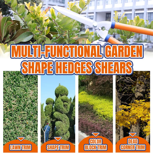 WPR1E95 Hedge Clippers with Adjustable Length Handle and Wavy SK-5 Steel Blade for Pruning Bushes and Borders