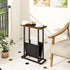 Acovy Narrow Side Table for Small Place,Metal Table with PU Leather Bag,Slim Nightstand for Reading Or Storage,Sofa