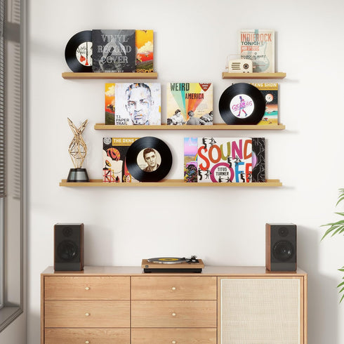 Set 4, 24 Inch FLYJOE Floating Picture Ledge Shelves for Wall of Wall Shelves with Lip Long Large Nursery Book Shelf