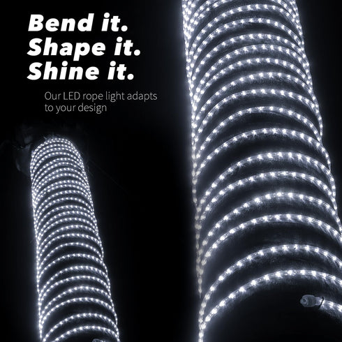 WYZworks 216LEDs 20ft LED Outside Rope Lights, Outdoor ETL Certified Waterproof Flexible Tube, Cool White