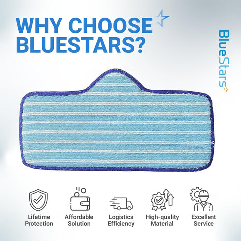 6 Pack BlueStars Microfiber Pad Compatible with Dupray Neat Steam Cleaner - Durable, Reusable and Machine Washable