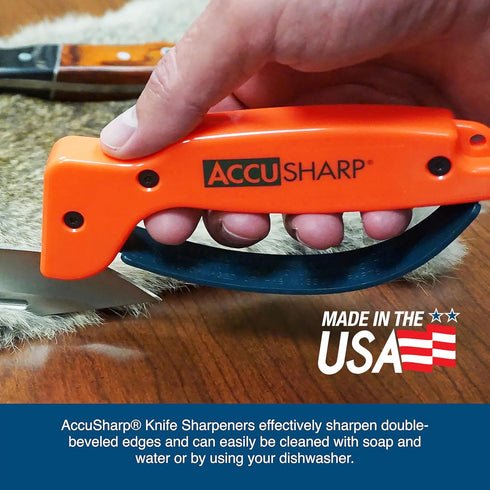 AccuSharp Knife Sharpener, Ergonomic Handle, Compact & Easy to Use, Blaze Orange