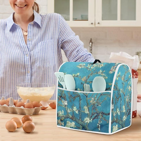 DISNIMO Almond Blossoms Tree Oil Painting Mixer Cover, Dustproof Washable Protection with Handle Pockets for Kitchen